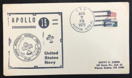 UNITED STATES, Circulated Cover « SPACE », « APOLLO 15 », «  United States Navy », « Flags », 1971 - United States