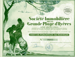 Société Immobilière De La GRANDE-PLAGE D'HYÈRES; Part De Fondateur - Banca & Assicurazione