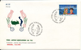 Turkey FDC 13-6-1990 Turkish - Japan Relations Centenary With Cachet - FDC