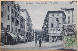 La Spezia - Plazza Saint Bon - Via Genova - CPA Peu Fréquente 1925 Voir état - La Spezia