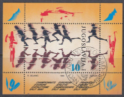 JUGOSLAWIEN  Block 37, Gestempelt, Leichtathletik-Europameisterschaften, Split, 1990 - Blocks & Sheetlets