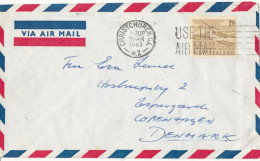New Zealand Air Mail Cover Sent To Denmark Christchurch 9-1-1963 - Posta Aerea