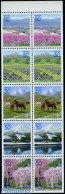 Japan 2001 Yamanashi Landscape Booklet Pane [++++], Mint NH, Nature - Flowers & Plants - Horses - Unused Stamps