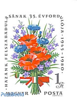 Hungary 1980 Liberation 1v Imperforated, Mint NH, History - Nature - World War II - Flowers & Plants - Unused Stamps