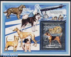 Guyana 1993 Dogs & Cats S/s, Silver, Mint NH, Nature - Transport - Cats - Dogs - Ships And Boats - Zeppelins - Boten