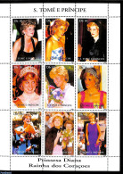 Sao Tome/Principe 1997 Death Of Diana 9v M/s, Mint NH, History - Charles & Diana - Kings & Queens (Royalty) - Royalties, Royals