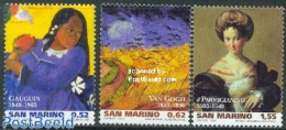 San Marino 2003 Paintings 3v, Mint NH, Art - Modern Art (1850-present) - Paintings - Paul Gauguin - Vincent Van Gogh - Nuovi