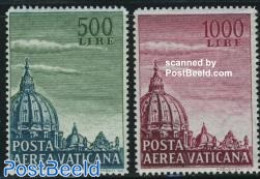 Vatican 1958 Airmail Definitives 2v, Mint NH, Religion - Churches, Temples, Mosques, Synagogues - Ongebruikt