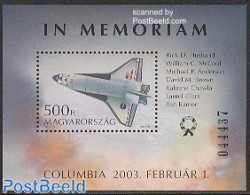 Hungary 2003 Columbia Accident S/s, Mint NH, History - Transport - Space Exploration - Disasters - Neufs