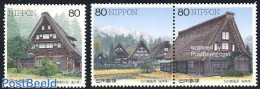 Japan 1999 Houses 3v (1v+[:]), Mint NH, Art - Architecture - Unused Stamps