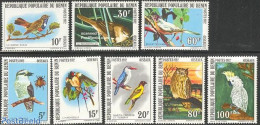 Benin 1982 Birds 8v, Mint NH, Nature - Birds - Birds Of Prey - Owls - Parrots - Kingfishers - Neufs