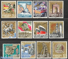 Spain 1961 National Achievements 12v, Mint NH, Nature - Religion - Science - Transport - Various - Horses - Water, Dam.. - Ungebraucht