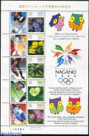 Japan 1998 Nagano Games/flowers 10v M/s, Mint NH, Nature - Sport - Flowers & Plants - Olympic Winter Games - Skating - Ongebruikt
