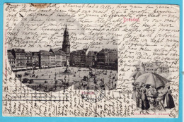 DRESDEN Postkarte Altmarkt 1901 Dresden - San Francisco, USA - Dresden