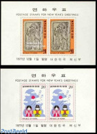 Korea, South 1977 Year Of The Horse 2 S/s, Mint NH, Nature - Sport - Various - Horses - Kiting - New Year - Neujahr