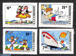 Albania 1980 Fairy Tales 4v, Mint NH, Nature - Performance Art - Transport - Various - Cats - Circus - Ships And Boats.. - Cirque