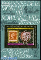 Comoros 1978 Sir Rowland Hill S/s, Gold, Mint NH, Transport - Post - Sir Rowland Hill - Stamps On Stamps - Balloons - .. - Post