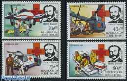 Guinea Bissau 1985 Red Cross 4v, Mint NH, Health - Transport - Red Cross - Automobiles - Helicopters - Aircraft & Avia.. - Red Cross