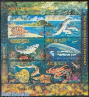 Albania 2002 Marine Life 6v M/s, Mint NH, Nature - Fish - Sea Mammals - Turtles - Fishes