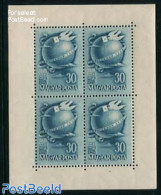 Hungary 1948 Stamp Day M/s (with 4 Stamps), Mint NH, Nature - Various - Birds - Stamp Day - Globes - Unused Stamps