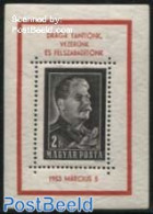 Hungary 1953 Death Of Stalin S/s, Mint NH, History - Politicians - Ongebruikt