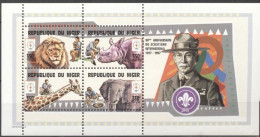 Niger 1998, Scout, Lion, Rhino, Giraffe, Elephant, 4val In BF - Unused Stamps