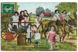 Bébés Enfants Multiples à La Ferme (vaches) , KVIB 12 Série 1745 (verso Tache) - Bébés