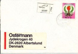 Libya Registered Cover Sent To Denmark 1986 Single Franked - Libyen
