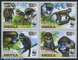 Angola 2011 WWF, Macaco 4v [+] Or [:::], Mint NH, Nature - Animals (others & Mixed) - Monkeys - World Wildlife Fund (W.. - Angola
