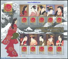 Japan 2001 Philanippon 10v+tabs M/s, Mint NH, Art - East Asian Art - Paintings - Neufs