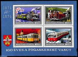 Hungary 1974 Budapest Railways S/s, Mint NH, Nature - Transport - Flowers & Plants - Horses - Automobiles - Railways -.. - Ongebruikt