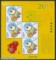 China People’s Republic 2011 Year Of The Rabbit Lottery S/s, Mint NH, Nature - Various - Rabbits / Hares - New Year - Unused Stamps