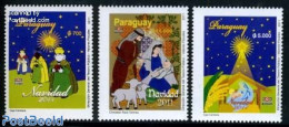 Paraguay 2011 Christmas 3v, Mint NH, Nature - Religion - Cattle - Paraguay