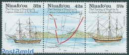 Niuafo'ou 1991 First Mapping 3v [::], Mint NH, History - Transport - Various - Explorers - Ships And Boats - Maps - Onderzoekers