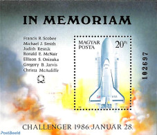 Hungary 1986 Challenger Crash S/s, Mint NH, History - Transport - Space Exploration - Disasters - Unused Stamps
