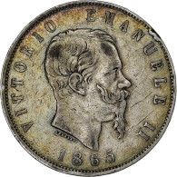 Italie, Vittorio Emanuele II, 5 Lire, 1865, Naples, Argent, TTB, KM:8.2 - 1861-1878 : Victor Emmanuel II.