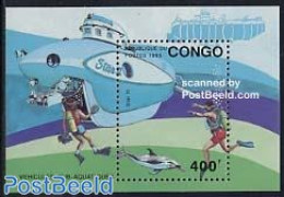 Congo Republic 1993 Submarines S/s, Mint NH, Sport - Transport - Diving - Ships And Boats - Duiken