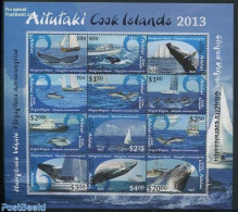 Aitutaki 2013 Whales & Ships 12v M/s, Mint NH, Nature - Transport - Sea Mammals - Ships And Boats - Boten
