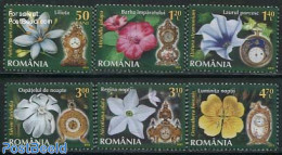 Romania 2013 Flowers & Clocks 6v, Mint NH, Nature - Flowers & Plants - Art - Clocks - Unused Stamps