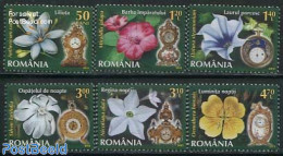 Romania 2013 Flowers & Clocks 6v, Mint NH, Nature - Flowers & Plants - Art - Clocks - Nuovi