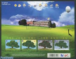 Belgium 2013 100 Years KMI 4v M/s, Mint NH, Nature - Science - Trees & Forests - Meteorology - Neufs
