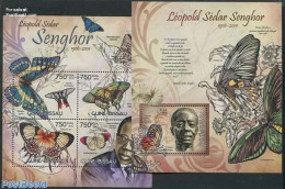 Guinea Bissau 2012 Leopold Sedar Senghor 2 S/s, Mint NH, History - Nature - Politicians - Butterflies - Guinea-Bissau