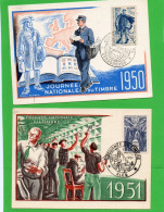 2 Cartes ( Journée Nationale Du Timbre De 1950 Et 51 ) - Verzamelingen (zonder Album)