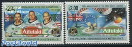 Aitutaki 1994 Moonlanding Anniversary 2v, Mint NH, Transport - Space Exploration - Aitutaki