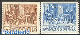 Sweden 1941 First Bible Translation 2v, Mint NH, Religion - Religion - Art - Books - Unused Stamps