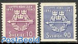 Sweden 1943 Shooting Associations 2v, Mint NH, Sport - Shooting Sports - Ongebruikt