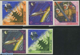 Jordan 1965 Space Exploration 5v, Imperforated, Mint NH, Transport - Space Exploration - Jordanien