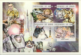 Niger 1999, Animals In Space, Monkey, Dog, Cat, Spider, 4val In BF IMPERFORATED - Chimpanzés