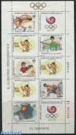 El Salvador 1988 Olympic Games M/s (with 5 Stamps), Mint NH, Sport - Athletics - Basketball - Olympic Games - Shooting.. - Leichtathletik