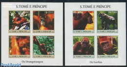 Sao Tome/Principe 2004 Monkeys 2 S/s, Imperforated, Mint NH, Nature - Animals (others & Mixed) - Monkeys - Sao Tome En Principe
